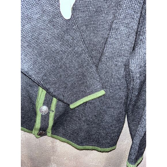 Vintage Obermeyer Wool Cardigan Gray Green Made in Germany Metal Button Sweater - Picture 7 of 9